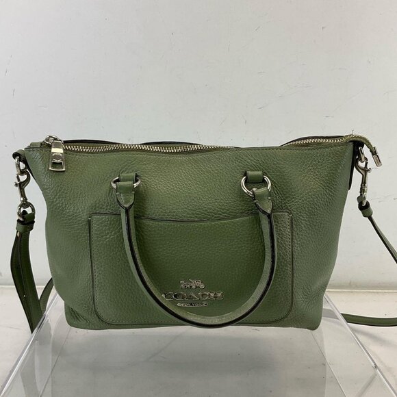 Coach Green Pebbled Leather Mini Emma Satchel Bag - F31466 - Picture 1 of 7